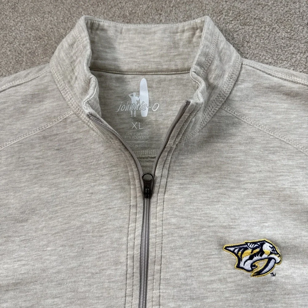 Johnnie-O Kennedy 1/2 Zip Pullover Nashville Predators Hockey Oatmeal Size XL
